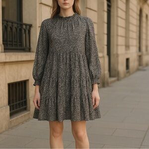 Mango Dress Womens XS Smock Short Floral Flowy Bishop Sleeve VALEN Y2K Prairie